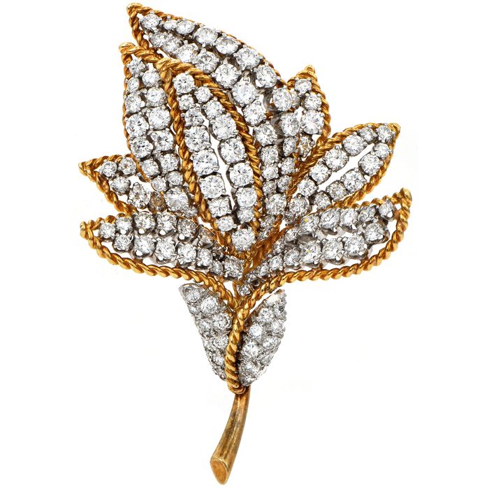 Diamond Flower Pin| Vintage Jewelry|Dover Jewelry