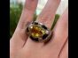 GIA 7.80 carat Yellow Ceylon Sapphire Diamond Onyx 18K Gold Heart Retro Cocktail Ring (1009002)