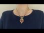 Vintage Italian Diamond Ruby 18K Yellow Gold Floral Leaf Pendant Necklace (WD-CLAG-01)