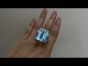 Retro Vintage GIA Certified Genuine Aquamarine 18K White Gold Cocktail Large Ring (WD PAWA 02)