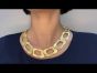 Signed Retro 18K Yellow Gold Fancy Large Textured Link Choker Necklace (1086001)