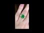 Modern Asscher-cut Emerald Diamond Platinum Three Stone 18k Gold Ring