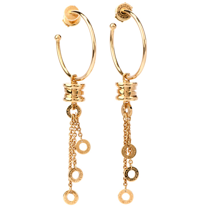 Bvlgari 18k Gold B Zero1 Dangle Hoop Earrings
