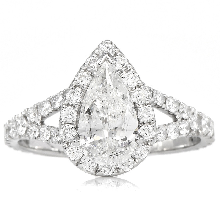 Pear Shaped Halo Diamond Engagement Ring – Ascot Diamonds