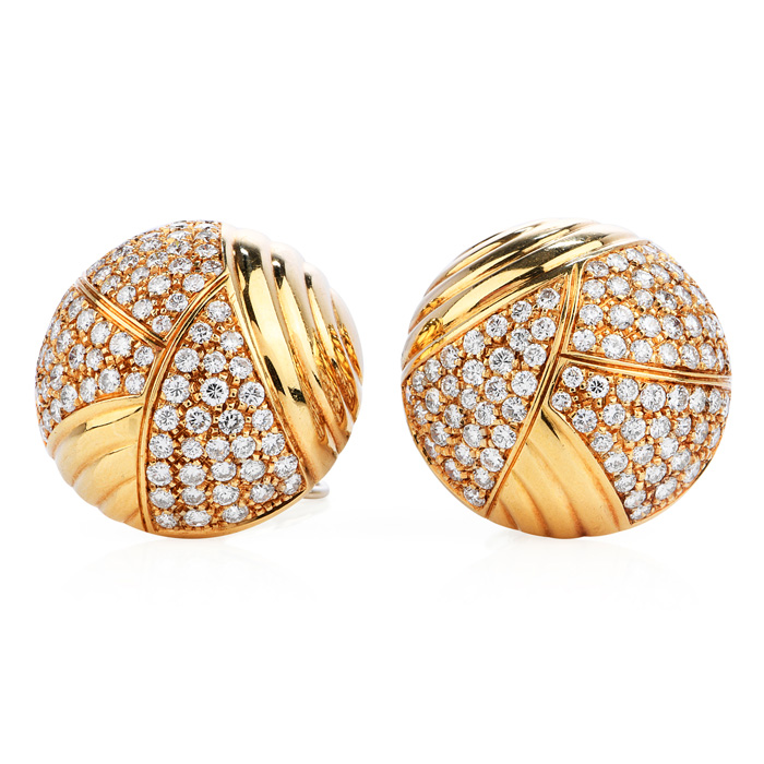 Cartier 1960s Pre-owned 18kt Yellow Gold Diamond Clip Earrings